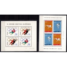 1964. Polen. Olympiade miniark Innsbruck og Tokyo. Postfriske.